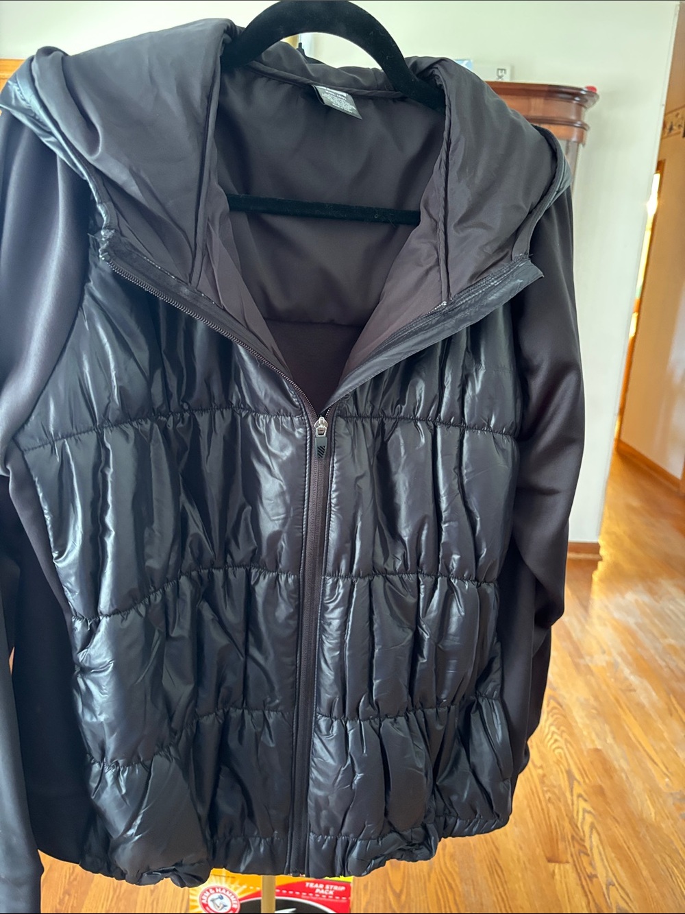 Avia Black Quilted Hooded Puffer Jacket